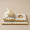 candle-holder-gifting Luxury White Marble Coaster Set with Gold Foil Edge