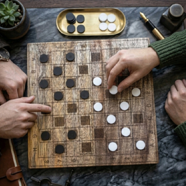checker-board-game-2 Classic Wooden Checker Board Game Set