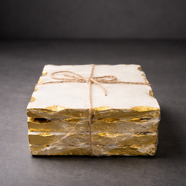 coaster Marble Coasters with Gold Foil Edges