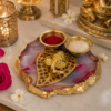 Divine Agate & Gold Ganesha Pooja Thali-2 Divine Agate & Gold Ganesha Pooja Thali