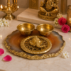 Divine Gold & Amber Ganesha Agate Pooja Platter Divine Gold & Amber Ganesha Agate Pooja Platter
