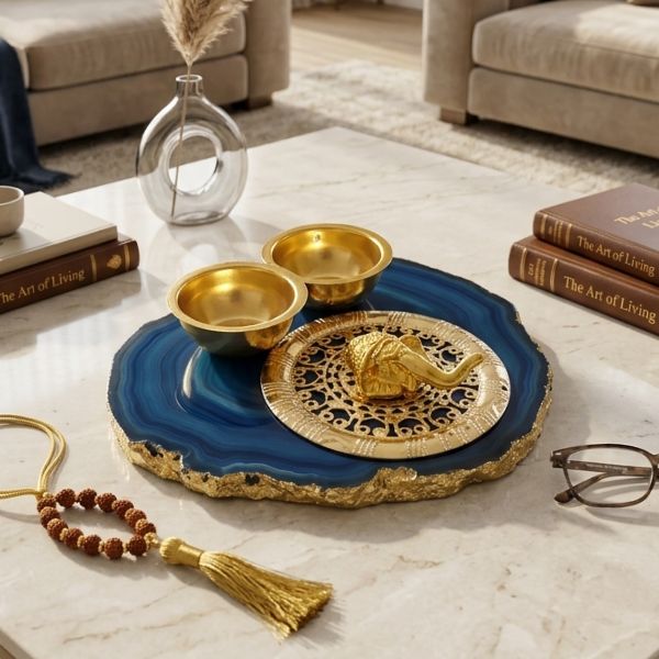 Ganesha Agate Haldi Kumkum Platter