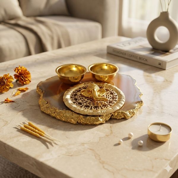 Ganesha Agate Haldi Kumkum Platter-12 Ganesha Agate Haldi Kumkum Platter