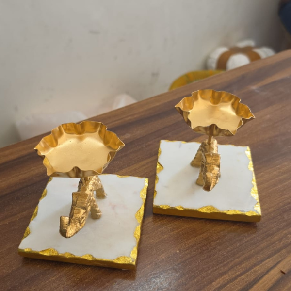 Golden Elephant Tealight Candle Holder-2 Handcrafted Metal Elephant Tea Light Candle Holder