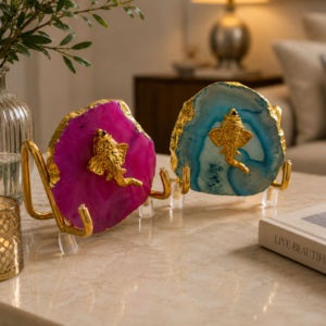Agate Metal Ganesha Showpiece With Stand