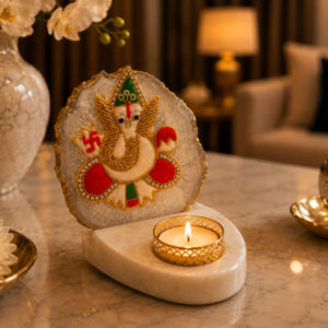Handcrafted Agate Stone Ganesh Tealight Candle Holder Handcrafted Agate Stone Ganesh Tealight Candle Holder