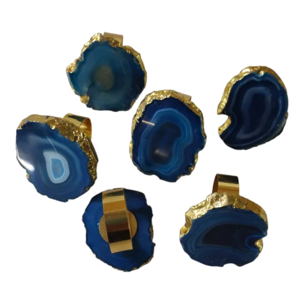 AGATE STONE NAPKIN RING S6PCS-3 Blue Agate Natural Stone Napkin Rings Set of 6