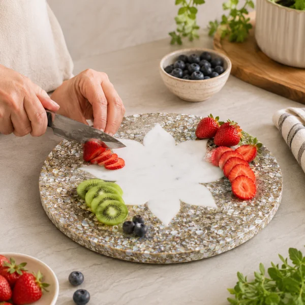 Marble Platter Mother of Pearl Inlay Design-2 Marble Platter Mother of Pearl Inlay Design