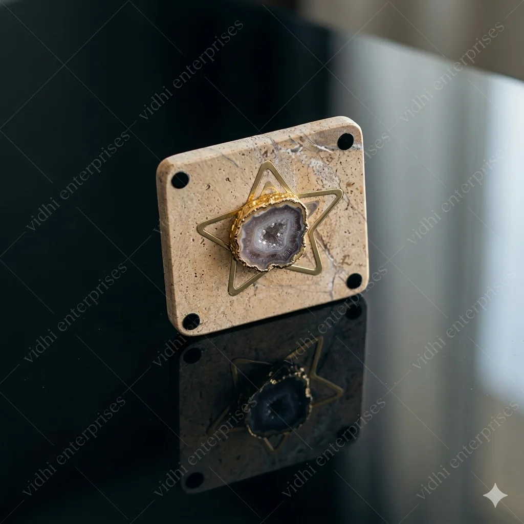 Decorative Agate Star Geode With a Stand 4"