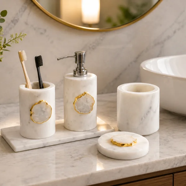 White Marble Bathroom Accessories Set White Marble Bathroom Accessories Set