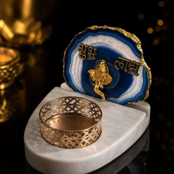 Agate Divine Agate Marble Ganesha Tealight Holder
