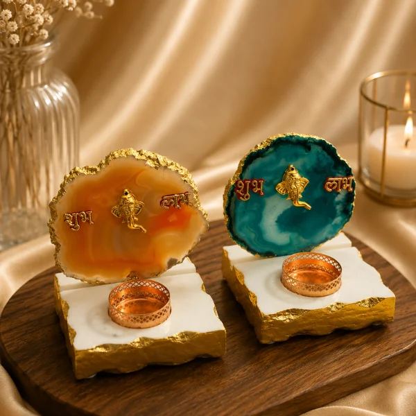 Marble and Agate Tealight Candle Holders-3 Marble and Agate Tealight Candle Holders-1