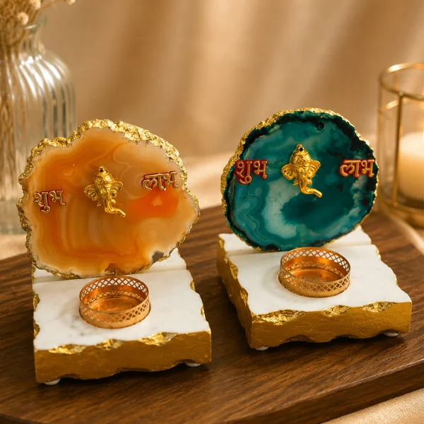 Marble and Agate Tealight Candle Holders-4 Marble and Agate Tealight Candle Holders-1