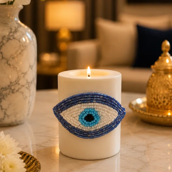 Casa Luna Decor Evil Eye Beaded Candle Holder Casa Luna Decor Evil Eye Beaded Candle Holder